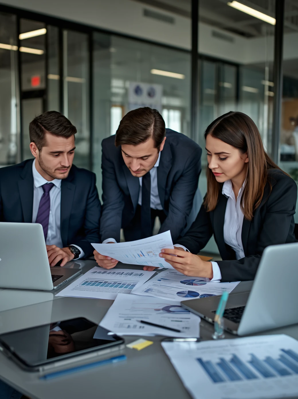 Accounting advisory services team reviewing financial