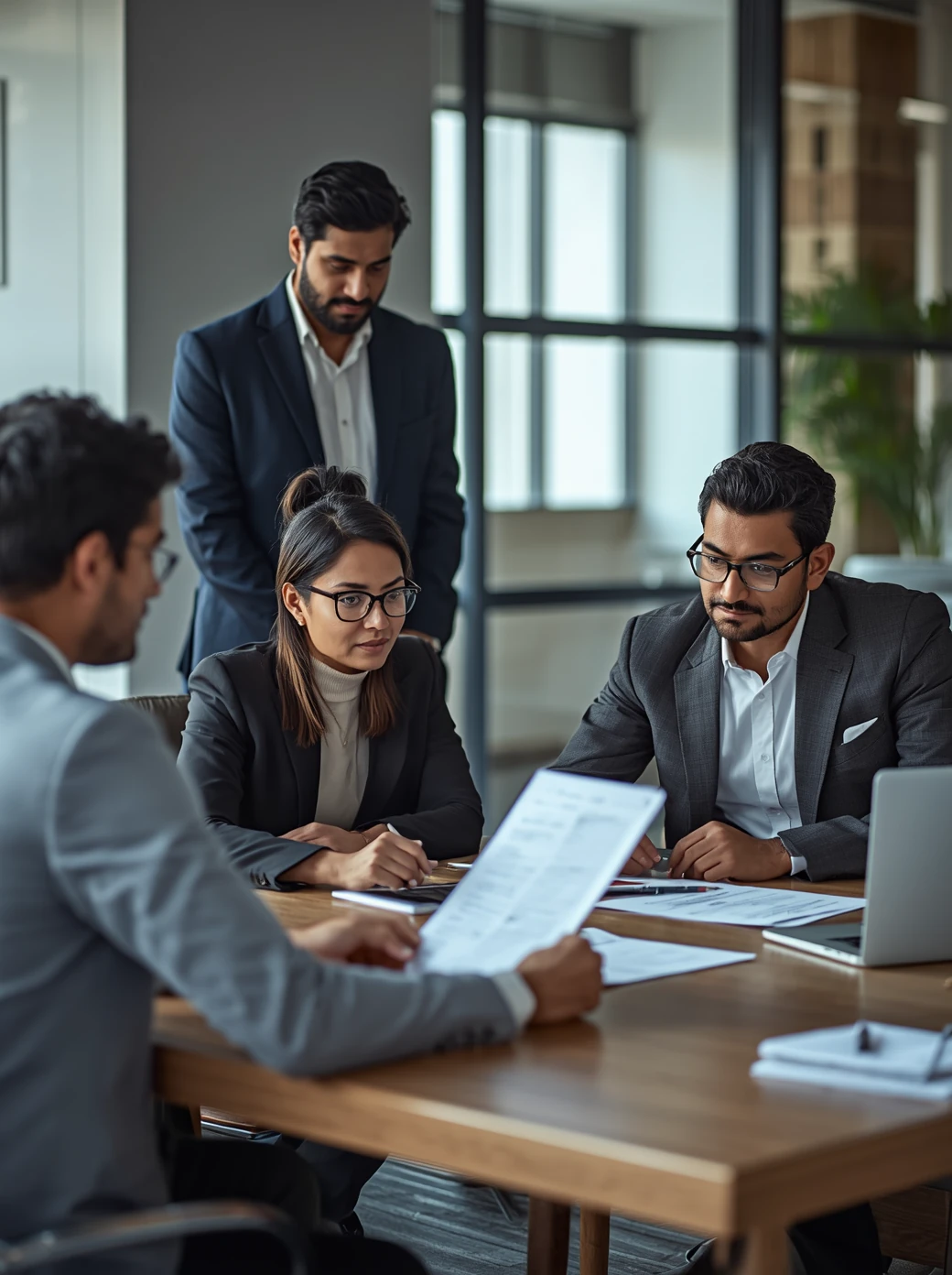 Professional tax planning consultation with financial documents and reports
